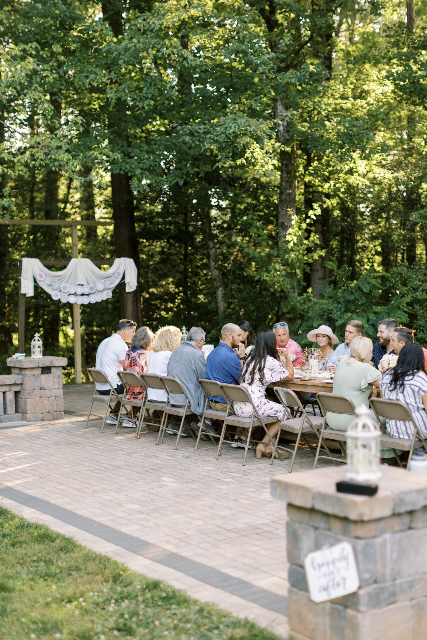 family eating at reception