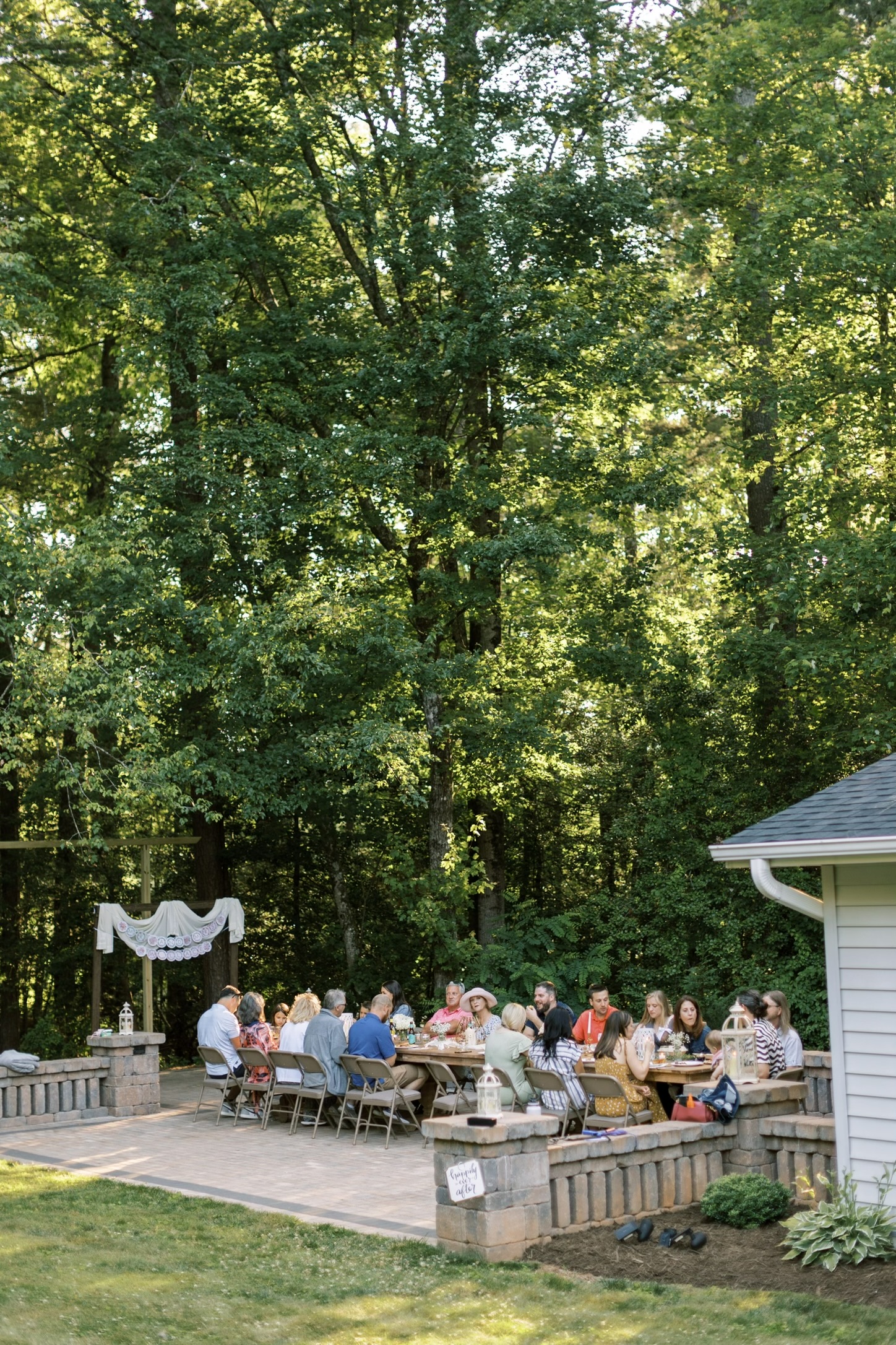 family eating at reception